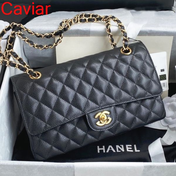 Designer Bag Caviar Bolsa De Ombro Estilo De Pele De Carneiro Flap Bolsas De Luxo Mulheres Moda Verificada Thread Bolsa Letras Duplas Sólidas Hasp Cintura Quadrada Listras