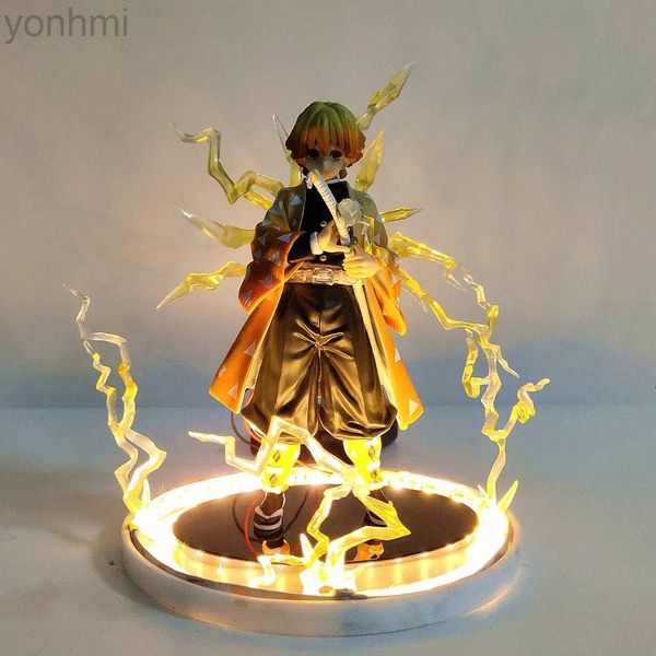 Anime Manga Demone Action Figure Anime Kimetsu no Yaiba Agatsuma Zenitsu Luci notturne Led Set Figurine Modello Giocattoli per bambini Modello 24329