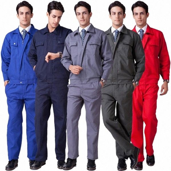 Roupas de trabalho de soldagem elétrica Homens Mulheres Terno Segurança resistente ao desgaste Uniforme de proteção Auto Repair Mecânica Oficina Coverall 51no #