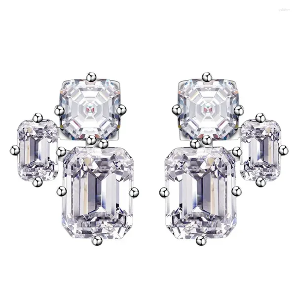 Brincos pendurados modelos 925 prata esterlina asscher/esmeralda corte alto carbono diamante pedra preciosa 18k banhado a ouro studs festa joias finas