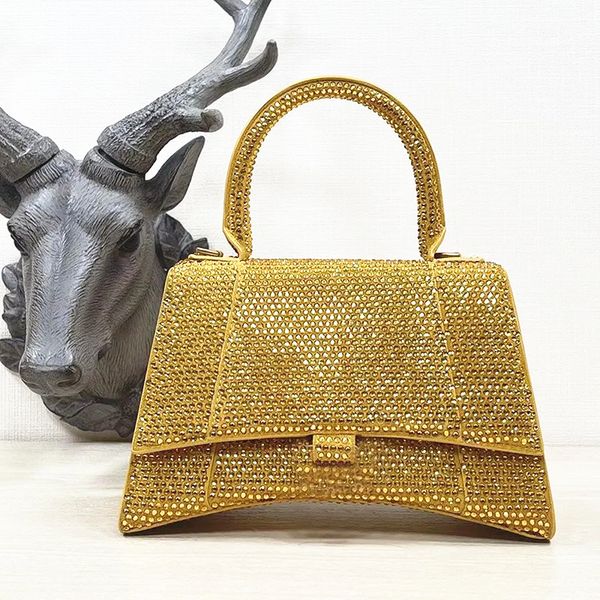 Borse da donna di lusso con manico superiore clessidra diamante cristallo luccichio Pochette Borse a tracolla firmate Pochette da uomo Lady CrossBody strass Borsa a mano con catena intarsiata