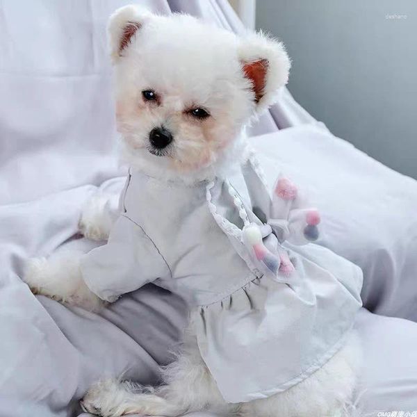 Одежда для собак, одежда для щенков, милое серое платье принцессы, маленький летний повседневный костюм для кошки, тканевая юбка
