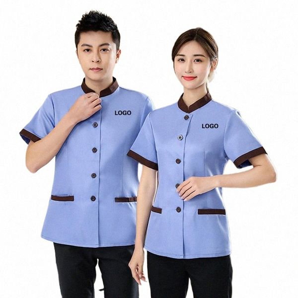 Divise da lavoro per la pulizia delle donne Hotel Costume Housekee Cameriere Abbigliamento Ristorante Piattino Camicia Personale Pedicure Ladies Top s6Fl #