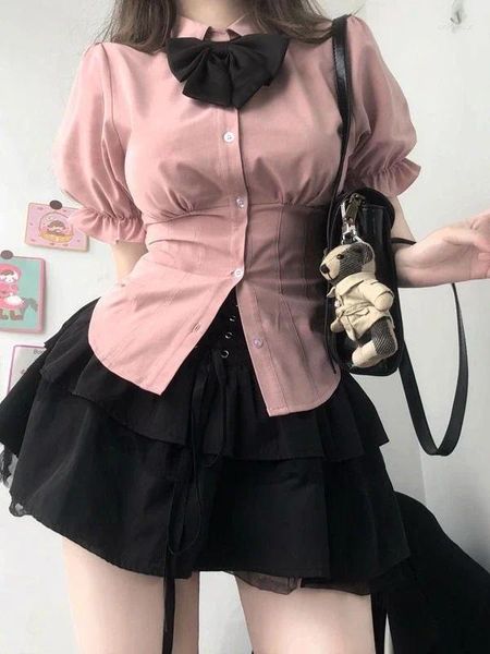 Damenblusen NIGGEEY Sexy weiße Frauen koreanische Mode Shirt Chic Harajuku Preppy elegante japanische Casual JK Slim Y2k süße Tops weiblich