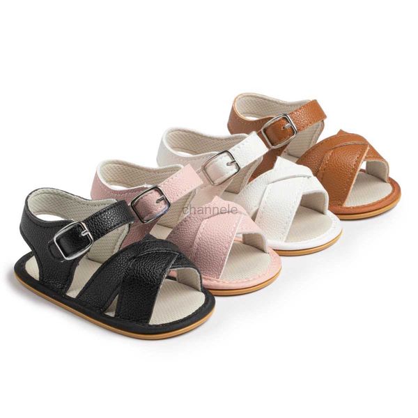 Sandalen KIDSUN Sommer Baby Sandalen Flache Leder Mädchen Jungen Kleinkind Weiche Gummisohle Anti-Rutsch First Walker Krippe Schuhe Neugeborenen Mokassins 240329