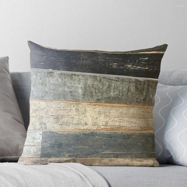 Kissen Distressed Beach Rustic Country Farmhouse Chic Teal Barn Wood Throw Bed Pillows