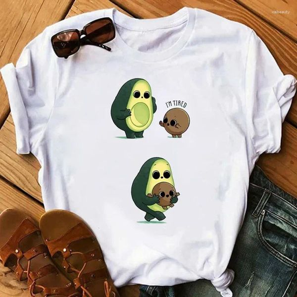 Kadın Tişörtleri Avokado T-Shirt Kadınlar Günlük Kısa Kollu Karikatür Grafik Tshirts Funnt Funnt Kadın Üstleri Tees Yaz T-Shirts Gömlek