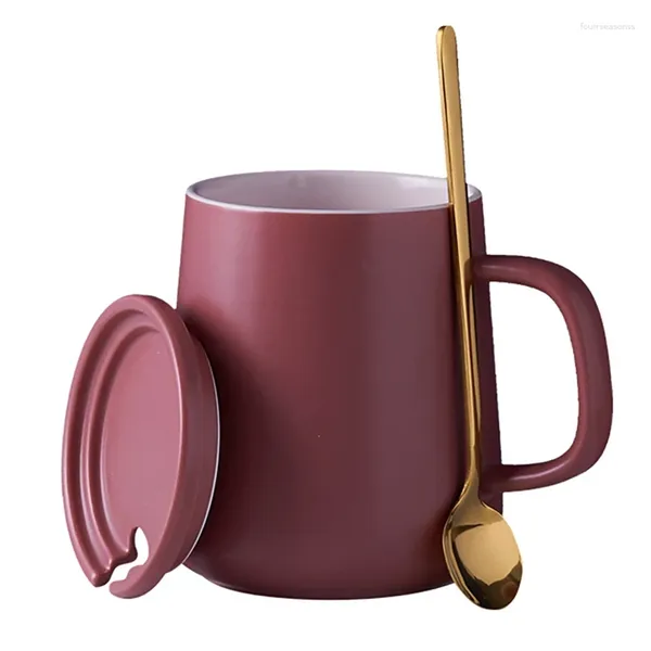 Kupa Promosyonu! Kapak ve kaşık ile seramik hafif yaratıcı kahve kupa kontrast renkler fincan fincan arkadaşlar için mükemmel hediyeler doğum günü