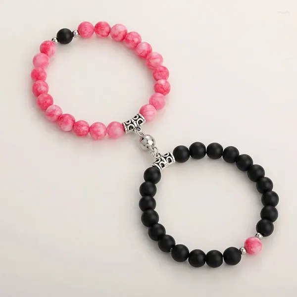 Braccialetti con ciondoli Bracciale magnetico per coppie a forma di palla di moda per gli amanti Amici Gioielli con perline fatte a mano in pietra occhio di tigre