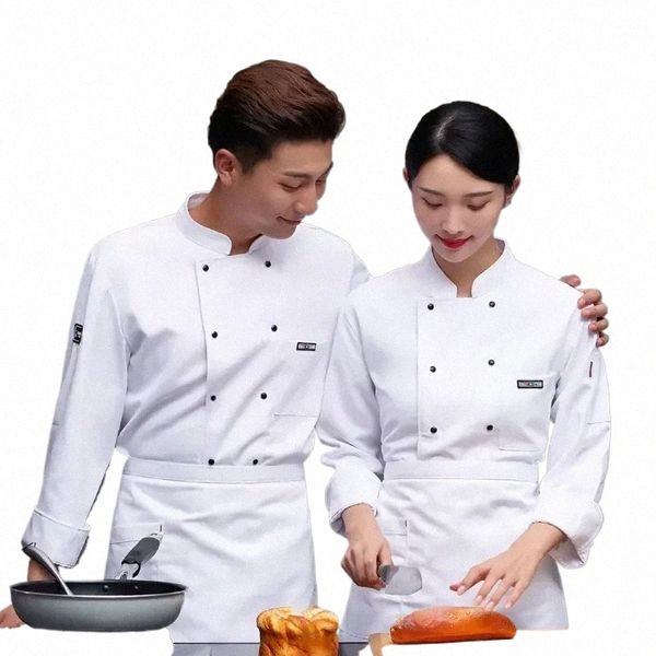 Uniforme de chef de malha respirável com mangas LG para homens e mulheres, ideal para hotel, restaurante, cantina, cozinha c7H0 #