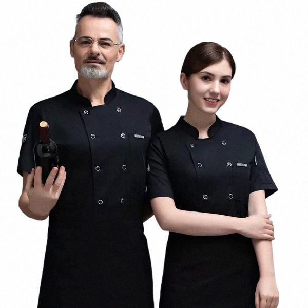 Maglia traspirante Chef Uniforme Hotel Ristorante Mensa Cucina Lg con maniche per uomini e donne Ideale E8Le #