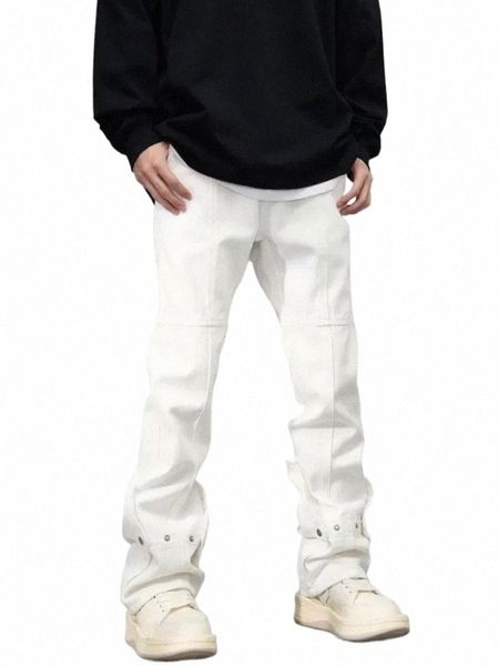 Брюки Bootcut Расклешенные мужские ковбойские брюки Хип-хоп Мужские джинсы Белые дешевые Y2k Винтажные дизайнерские мешковатые стильные уличные одежды 90-х Свободные i1BS #