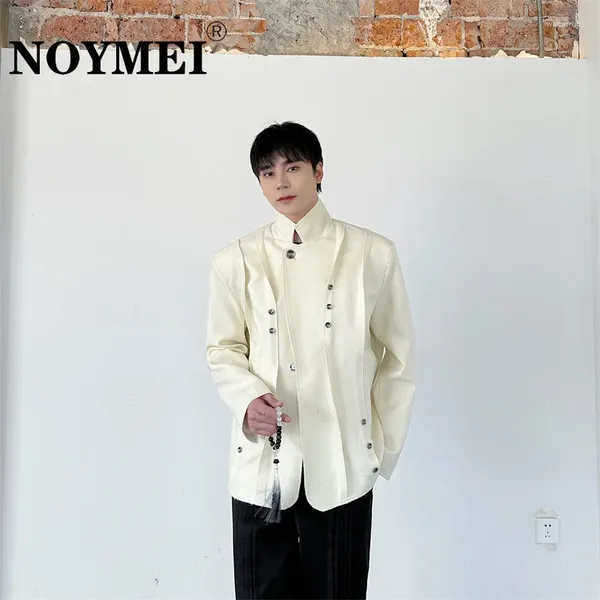 Abiti da uomo NOYMEI Giacca da abito di nicchia con design a pieghe stile cinese Tinta unita scura All-match Colletto alla coreana Cappotto maschile Primavera WA4039