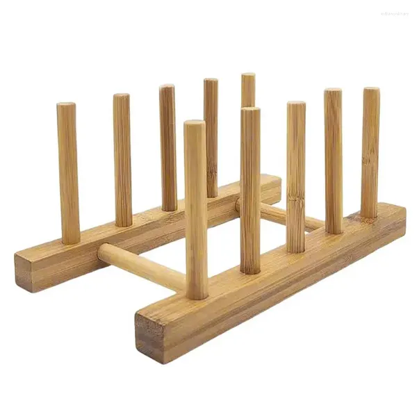 Küchenaufbewahrung Bambus-Geschirrtrockner aus Holz mit rutschfestem Design zum Organisieren von Tellern, Töpfen, Schneidebrettern, Tassen