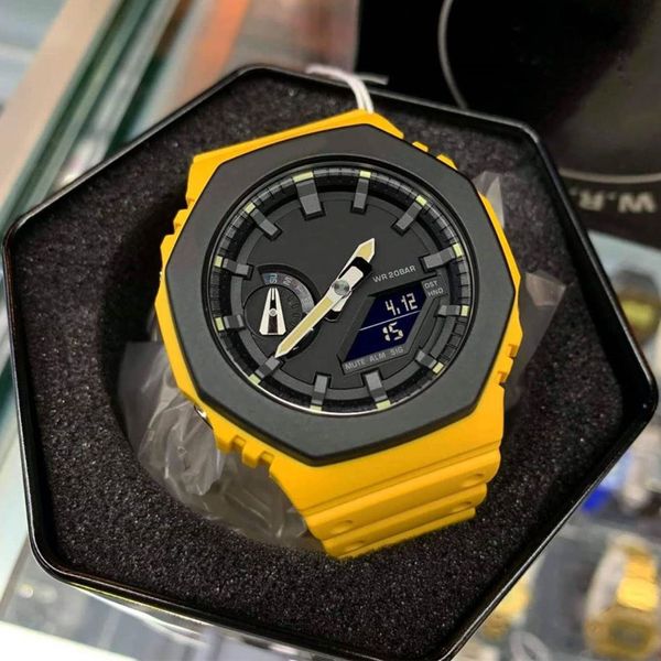 Sport Men's Sport Digital Quartz 2100 Relógio totalmente funcional LED LED AUTO EVENTO DE MANTA LIMPE LIME