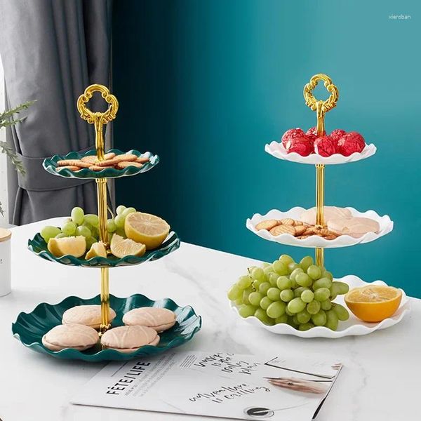 Garrafas de armazenamento 3 camadas frutas lanche prato cupcake sobremesas doces buffet suporte torre festa casamento bolo sobremesa bandeja ferramentas organizar