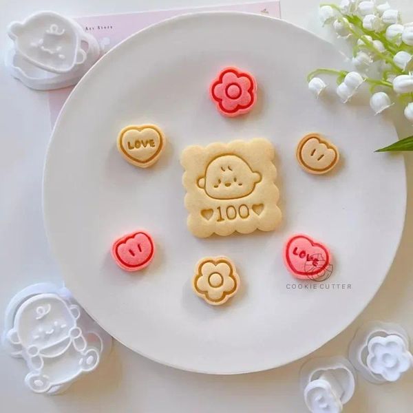 Strumenti di cottura Cute Baby Shower Cookie Embosser Compleanno del bambino Torta fondente Timbro Taglierina Accessori decorativi