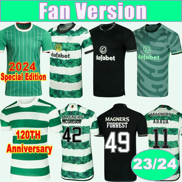 23 24 McGREGOR ABADA Mens Futebol Jerseys 120º Aniversário DAIZEN TURNBULL FORREST AJETI JOHNSTON Home Away 3ª Edição Especial Camisas de Futebol Uniformes Adultos