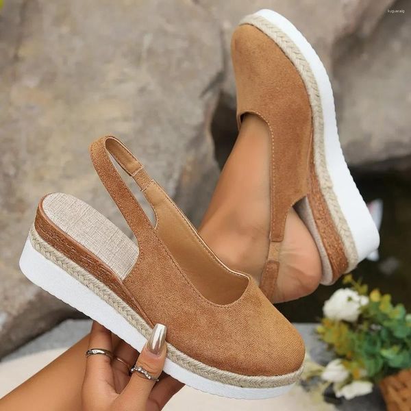 Scarpe eleganti da donna sandali con zeppa semplici estivi da donna fatti a mano bohémien da donna casual comode espadrillas con plateau sandali De Mujer