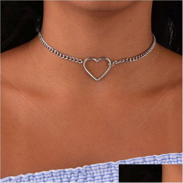 Anhänger Halsketten Vintage Liebe Herz Für Frauen Gold Silber Farbe Mode Porträt Chunky Kette Chock Halskette Schmuck Drop Lieferung Pend Dhmlj