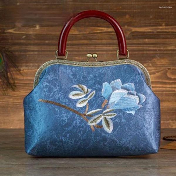 Saco forma artesanal bordado bolsa feminina 2024 retro estilo chinês senhoras sacos banquete flor feminino ombro