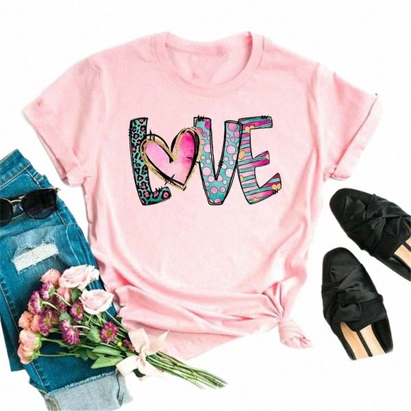 Maglietta da donne rosa maycaur Valentine Love Funny Ladies 90S Fi Abbigliamento Female Trend Tee Short Maniche Tshirt grafico G9UZ#