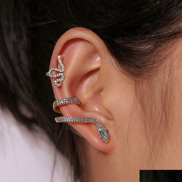 Polsino dell'orecchio Moda Snake Earing Clip Polsini senza piercing Punk Orecchini a clip non forati per donna Uomo Gioielli di personalità Accessori Dhpc4