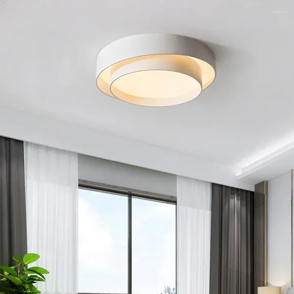 Luzes de teto quarto nórdico led simples moderno restaurante personalidade criativa dupla camada circular sala lâmpada