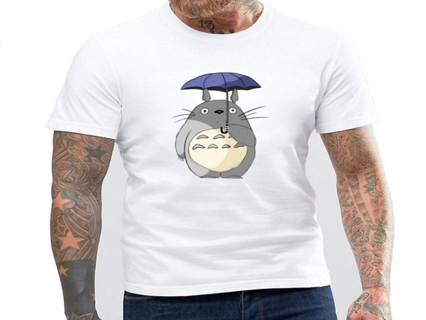 Дизайнерские футболки «Тоторо под дождем» от зонтика для мужчин Хаяо Миядзаки, милые мужские футболки с героями аниме «Тоторо», 100 хлопковая футболка7239520
