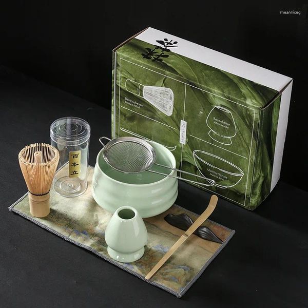 Conjuntos de chá japonês matcha conjunto de chá cor tigela cerâmica baiben li |Caixa Colorida Completa