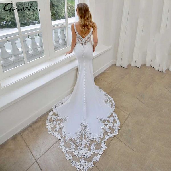 Urban Sexy Dresses Meerjungfrau Hochzeitskleid Gericht Spitze Zug Spaghettiträger Braut V-Ausschnitt Brautkleid Maßgeschneiderte Vestidos De Novia yq240329