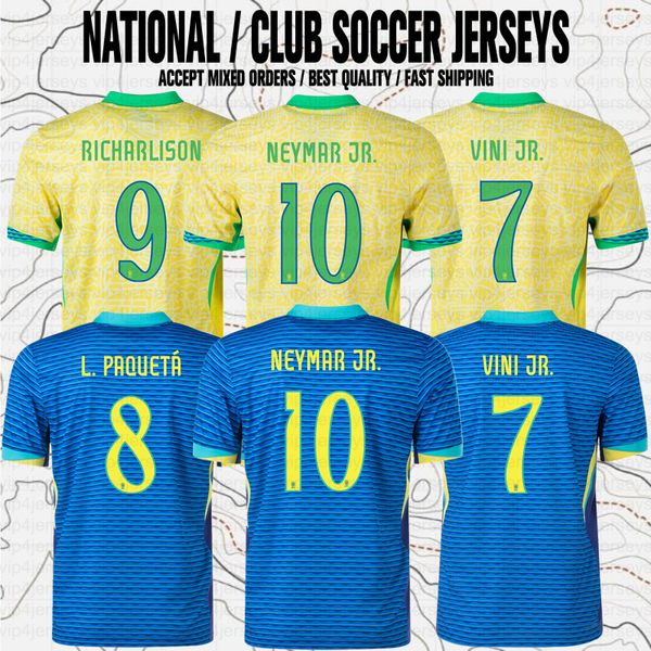 Neymar Vini Jr. Richarlison L. Paqueta Casemiro Brasile Squadra nazionale Casa Trasferta Uomini Donne Bambini Tifosi Versione giocatore Maglia da calcio Maglie da calcio