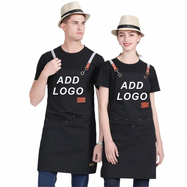 Profial Cozinha Apr À Prova D 'Água / Resistente a Manchas Multifuncional de Alta Qualidade Canvas Catering Garçom Apr Adicionar Logotipo Personalizado X3nL #