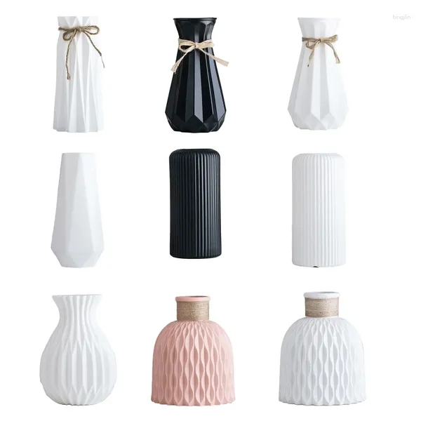 Vasen Moderne Kunststoff Blumenvase Nachahmung Keramik Topfpflanzen Blumen Anordnung Behälter Ornament Nordic Home Wohnzimmer