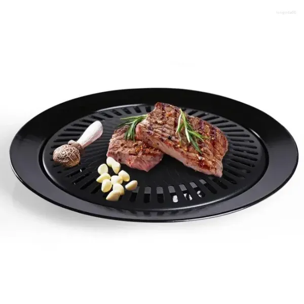 Werkzeuge BBQ Grill Pan Runde Grillplatte Grill Platte Tragbare Antihaft Outdoor Picknick Indoor Camping