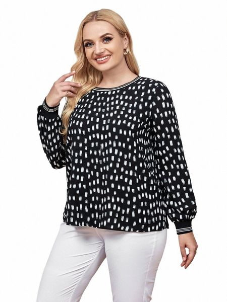 Mulheres Plus Size Top Spring Fi Elegante Top adequado para mulheres redondas Cott Casual Top t4fi #