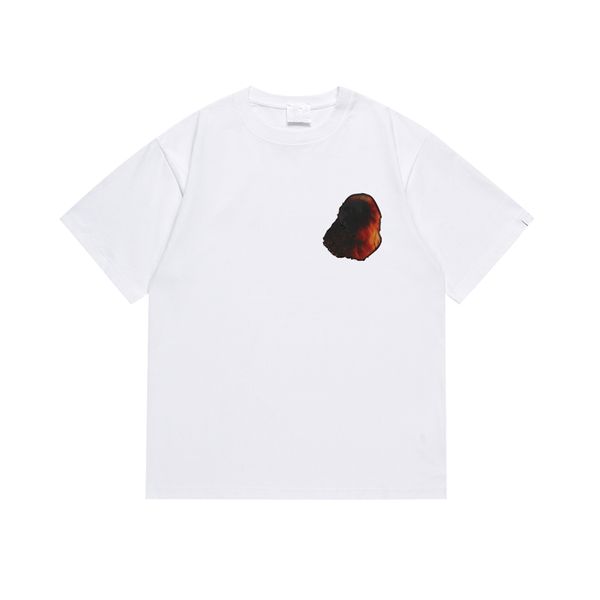 Novas camisetas Verão venda quente camuflagem carta cabeça de peixe homens e mulheres puro algodão impresso manga curta marca na moda solta em torno do pescoço T-shirt
