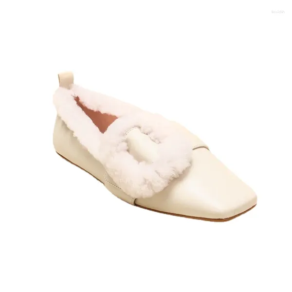 Sapatos casuais VII 2024 sapato plano feminino outono e inverno feminino delicado elegante simples lã quente apartamentos ofertas