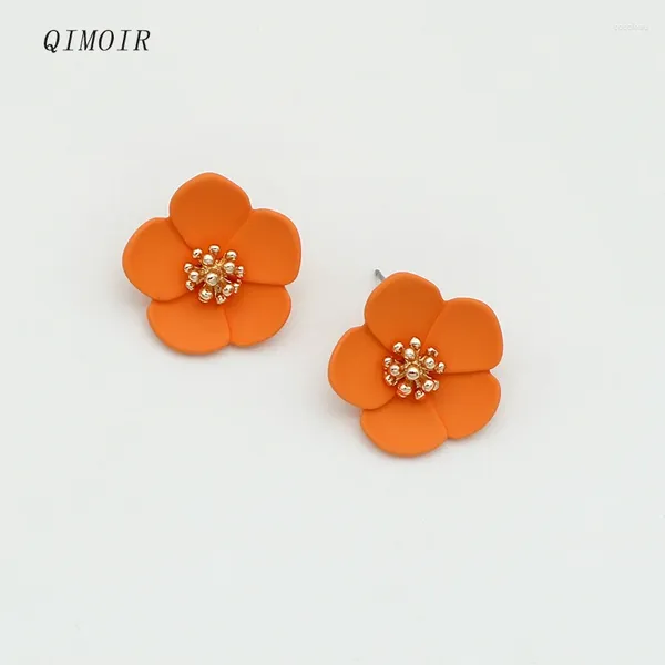 Ohrstecker Blume Orange Emaille Blütenblatt Metall Stempel Für Frauen Mode Designs Schmuck Stil Geschenke Party Zubehör C1069