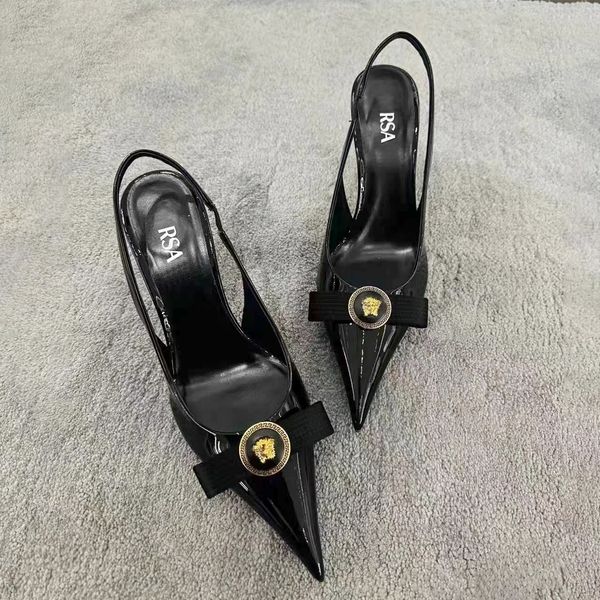 Resmi etkinlikler yüksek topuk ayakkabı elbise ayakkabıları lüks tasarımcı topuklu kadınlar sanal erkekler parti gerçek deri sapanbacks düğün ayakkabıları seksi sandal metal yavru kedi topuk