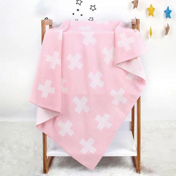 Decken 95x75 cm Jungen Mädchen Strickkreuzmuster Baby Decke Kinder Kinderwagenabdeckung