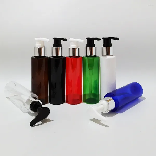 Bottiglie di stoccaggio 30 pz 100 ml Pompa per lozione in alluminio argento per shampoo Gel doccia Corpo 120 ml Contenitore in plastica riutilizzabile Cura della pelle