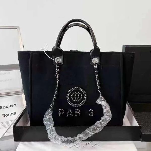 Дизайнерская сумка-тоут Женская сумка с буквенным принтом, черно-белая модная брендовая роскошная сумка на одно плечо, большая вместимость для путешествий на открытом воздухе