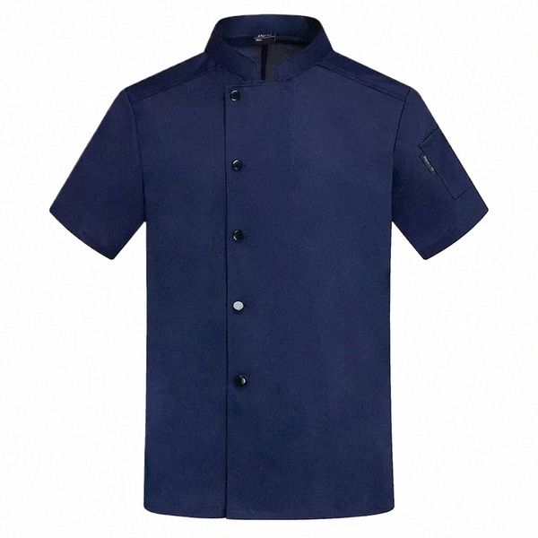 Atmungsaktive Uniform Kellner Mesh Kurze Restaurant Koch Arbeit Chef Mantel T-shirt Bäcker Logo Hotel Hülse Kleidung g6e3 #