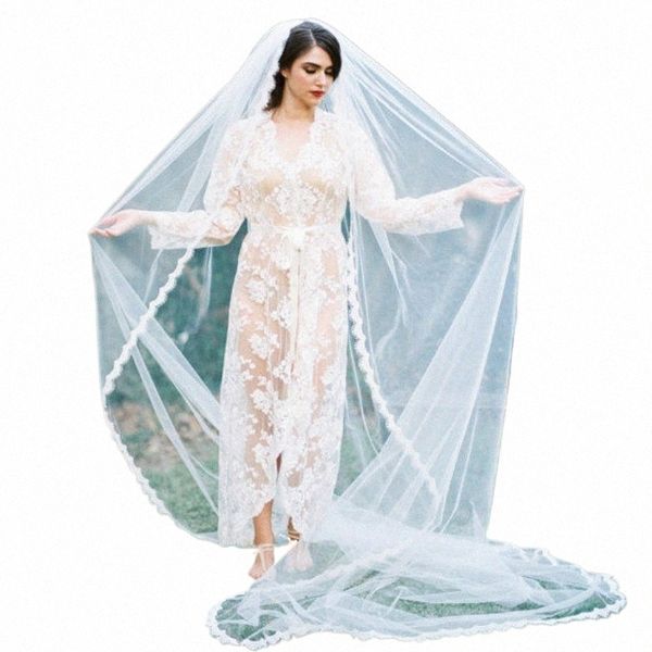 White Bridal Accories Wedding Veils Lace 300cm Catedral Free Comb Novo véu de noiva velos de novia 2019 u6iP #