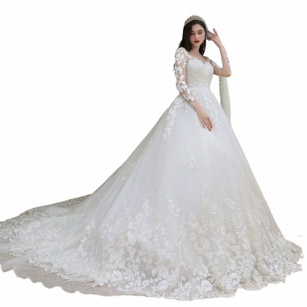 Bepeithy laço romântico vestidos de casamento para mulheres mangas lg frança índia noiva princ nupcial dres 2022 vestidos de novia y0lh #