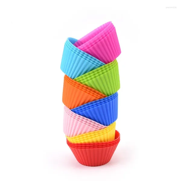 Stampi da forno 12 pezzi/set Tazze per cupcake in silicone Cucina domestica Strumenti di cottura Stampo per dolci a forma rotonda di colore casuale