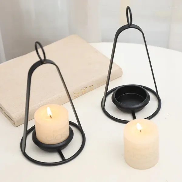 Castiçais preto estilo nórdico ferro pendurado tealight peça central moderno glam kerzenhalter decoração de casamento