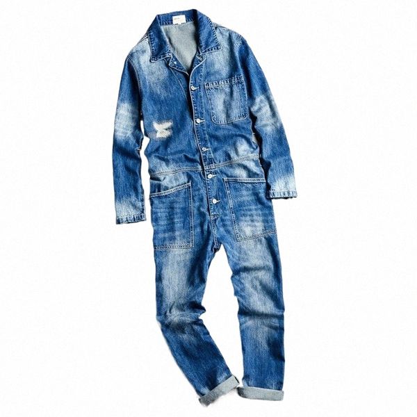 fi Mens LG Manga Wed Buraco Rasgado Jeans Carga Bib Macacão Hip Hop One Piece Macacão Harajuku Streetwear Calças Jeans d0N7 #