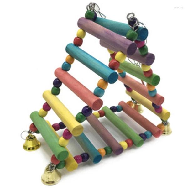 Outros pássaros suprimentos de madeira escalada de escalada Paprot Macaw Bell Swing Bordes Suba Toys